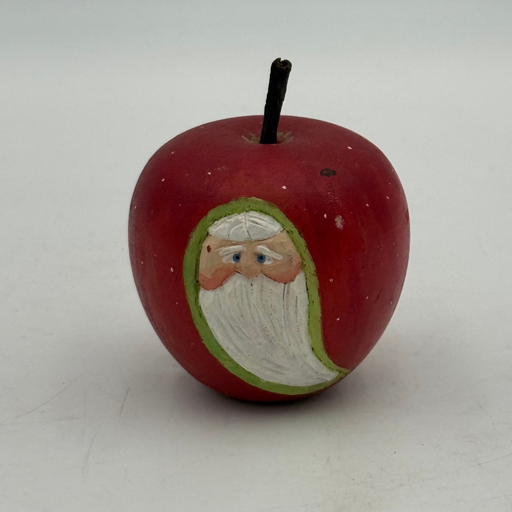 Vintage 1997 Apple Spirit Santa Hand Painted Wood Figurine Roanoke VA HM Denton